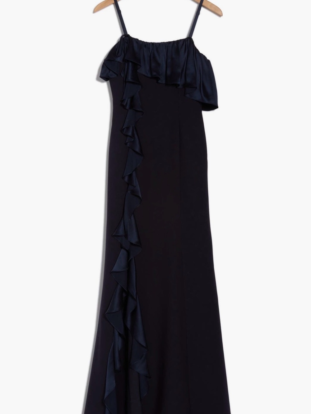 Cinq a Sept Navy Ruffle One-Shoulder Evening Dress